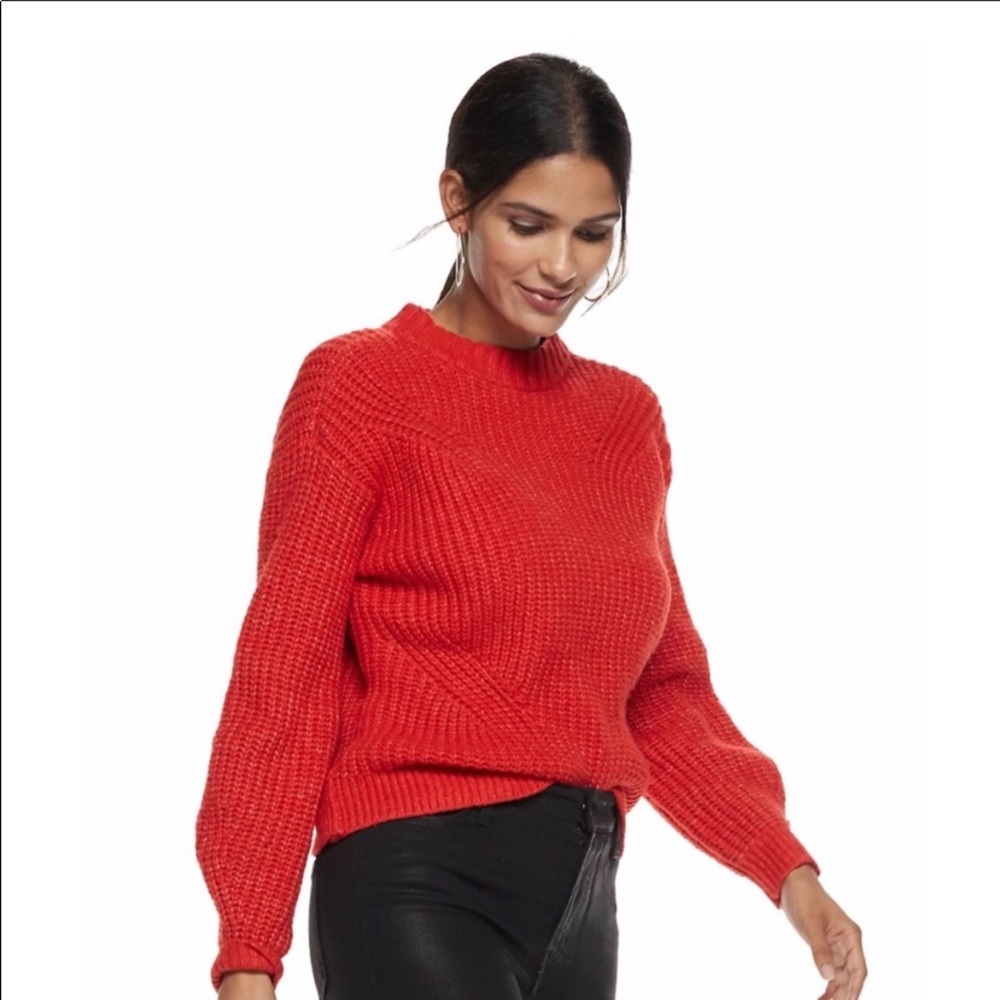 Nine West Red Mock Neck Sweater Size L NWOT